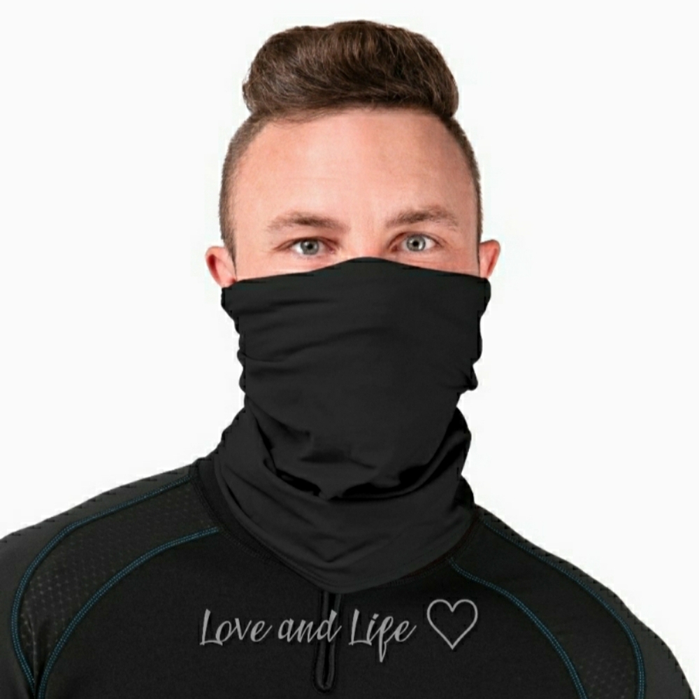 Soild black Neck gaiter, face mask, scarf
